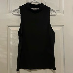 Black ribbed mock neck tank top black minimalist basic